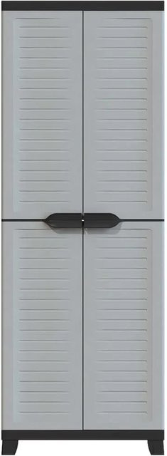 vidaXL Kunststoffschrank in Grau mit Scharniertüren und Schloss, B/T/H: 65 x 45 x 181 cm - Bild 1