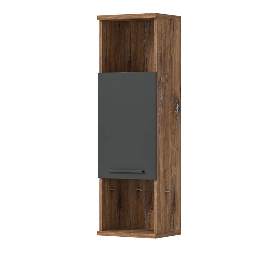 Inn.Furn Badschrank Nando hängender Hochschrank in Grau Matt und Eiche, B/T/H: 35 x 25 x 112 cm - Bild 2
