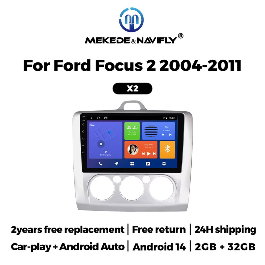 STRONGNAVI Android 2Din Autoradio für Ford Focus 2 3 Mk2 Mk3 mit kabellosem CarPlay, GPS und Bluetooth in Schwarz - Bild 2