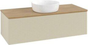 V&B Waschtischunterschrank Antao mit Frontstruktur in Eiche grau lackiert, B/T/H: 120 x 50 x 50 cm - Bild 1