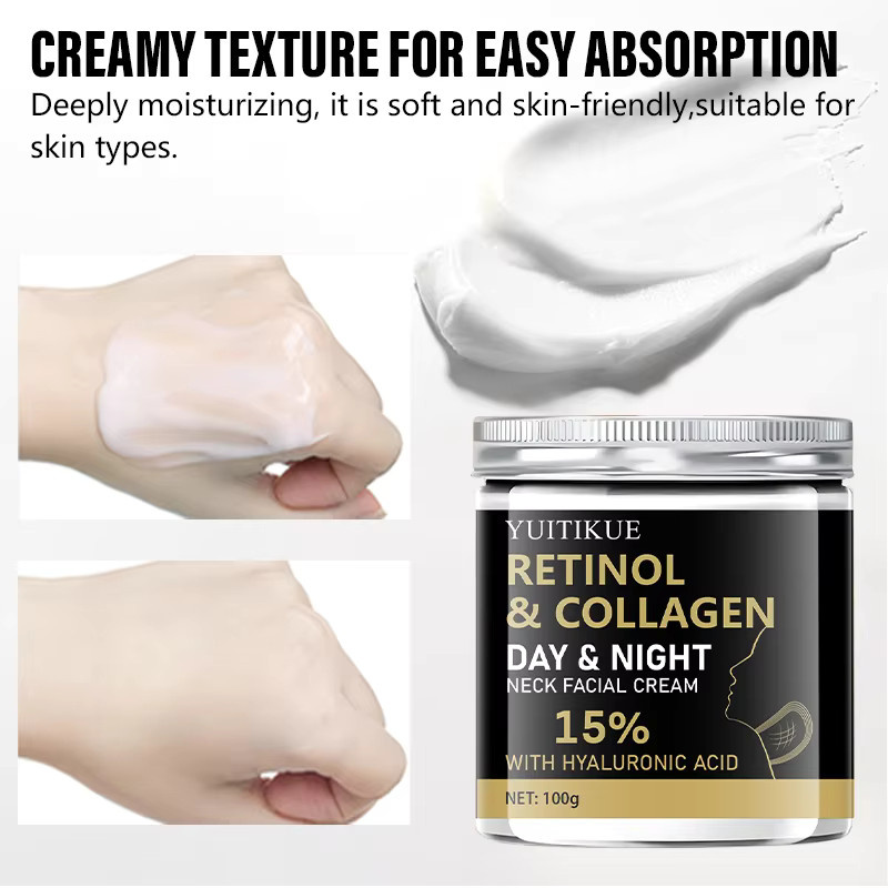 YUITIKUE Retinol-Kollagen-Halscreme, 100 g, mit Retinol, Kollagen, Hyaluronsäure - Bild 2