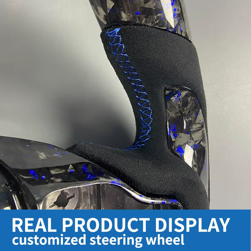 Sport Lenkrad aus Carbon Faser und Leder mit LED-Anzeige für Hyundai Elantra N, i30N, i20N und Kona N in Schwarz - Bild 2