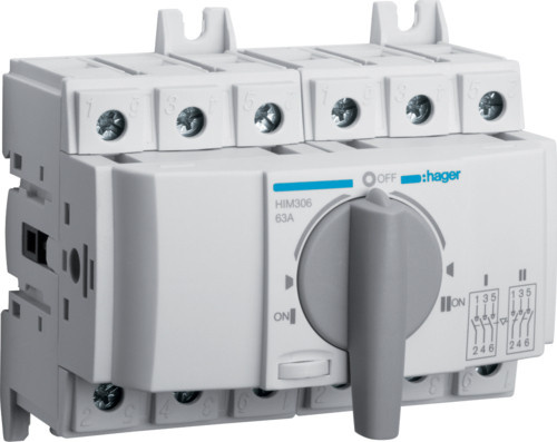 Hager Lastumschalter HIM306 3-polig 63A 415V in Weiß - Bild 1