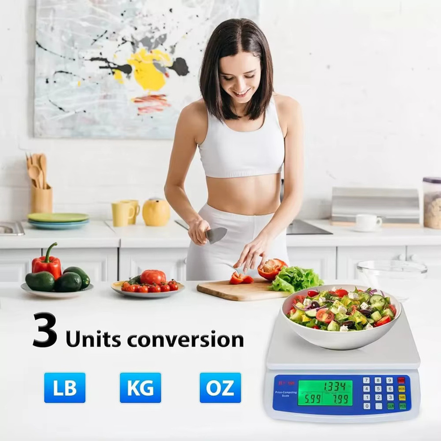 Podofo Digitale Küchenwaage in Weiß mit 30 kg Kapazität und 1 g Präzision, LCD-Elektronikwaage für Lebensmittel und zum Backen - Bild 2