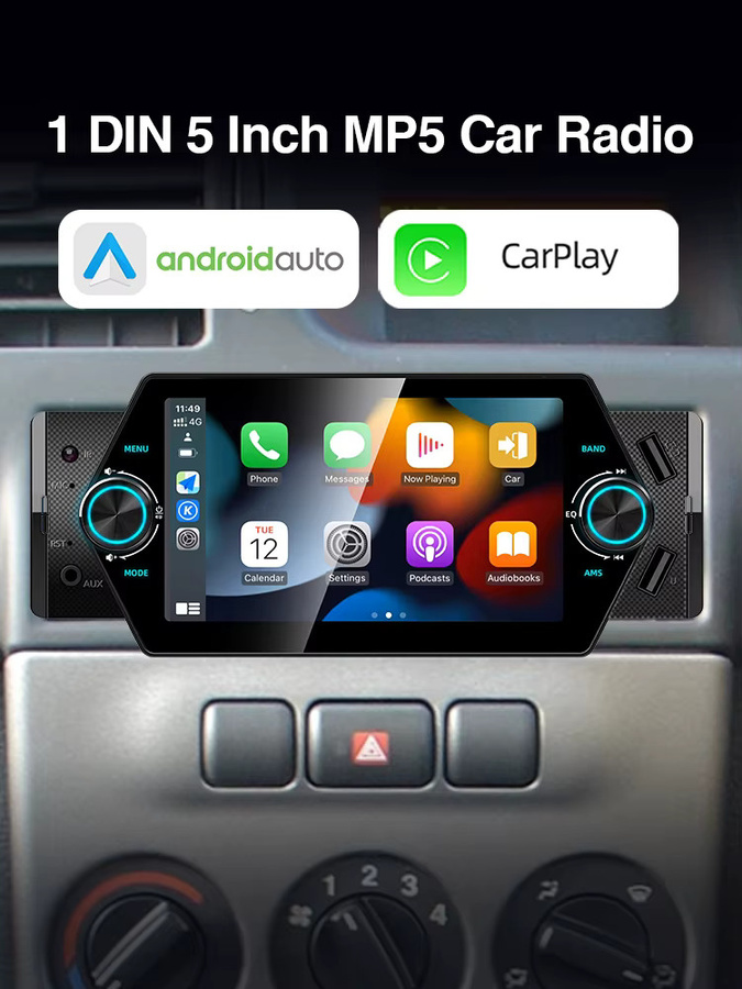 AKAMATE Autoradio mit 5 Zoll IPS Touchscreen, CarPlay, Android Auto, MP5 Multimedia Player, Bluetooth und Mirrorlink, Schwarz, 2DIN Universal - Bild 7