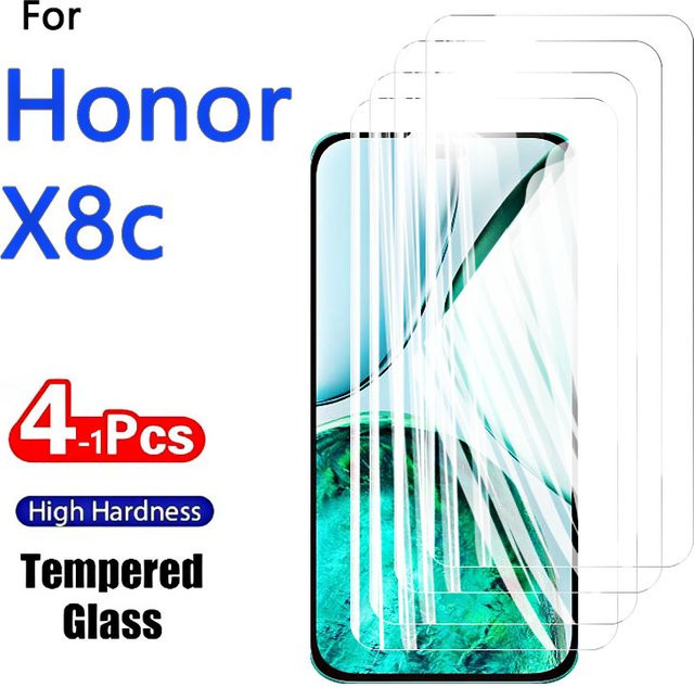 Displayschutzfolie aus gehärtetem Glas für Honor X8c, X8 und 8c, 9H kratzfest und kristallklar, transparent - Bild 1