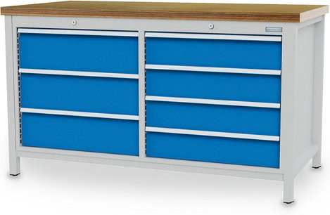 Bedrunka + Hirth Kastenwerkbank aus Stahl und Holz, grau, B/H/T: 150 x 85,9 x 75 cm - Bild 1