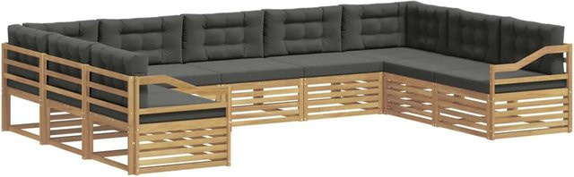 vidaXL Outdoor-Sofagarnitur aus Akazie Massivholz in Weiß und Anthrazit mit 9 Sitzteilen und Kissen im modernen Design - Bild 1