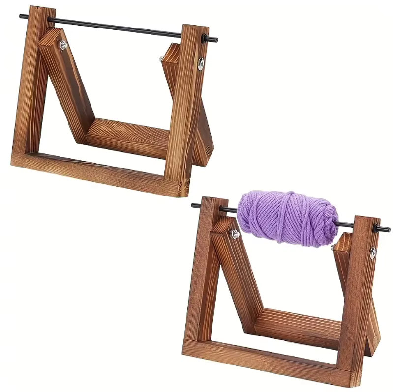 Holz Garnrollenhalter Organizer in Braun für Stricken und Häkeln - Bild 5