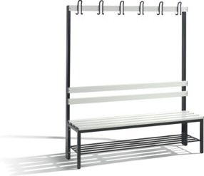 C+P Garderobenbank Basic mit Schuhrost in Schwarzgrau/Lichtgrau, H: 165,0 cm, B: 150,0 cm, T: 40,3 cm - Bild 1