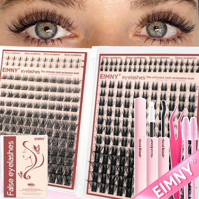 EIMNY Falsche-Wimpern-Set mit Wimpernkleber, Pinzette & Bürsten - Bild 1