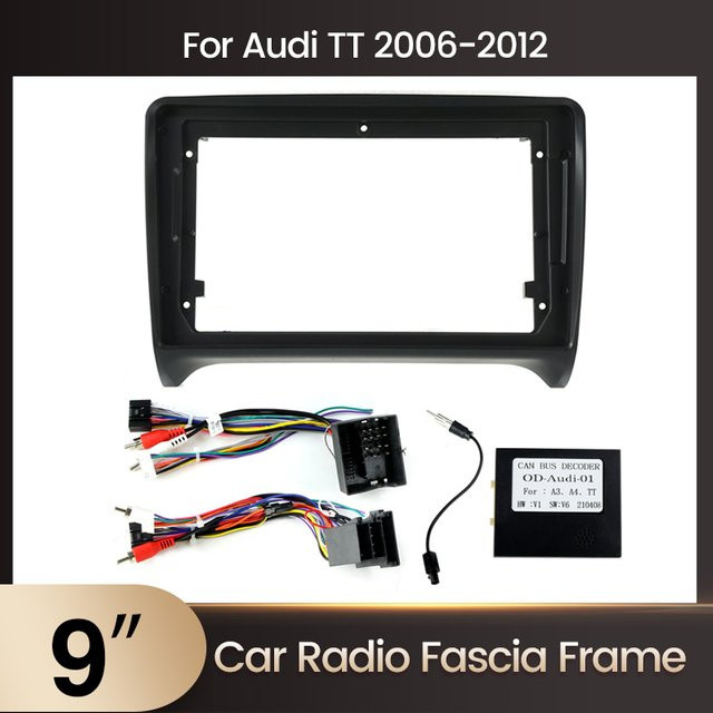 STRONGNAVI Radioblende für Audi TT MK2 8J (2006-2012) mit 9 Zoll Android Auto Rahmen, Canbus Box und Anschlusskabel in Schwarz oder Braun - Bild 1