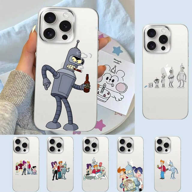 Transparente Futurama Cartoon Handyhülle für iPhone 11 bis iPhone 17 Pro Max Mini Plus, stoßfeste weiche Schutzhülle - Bild 1