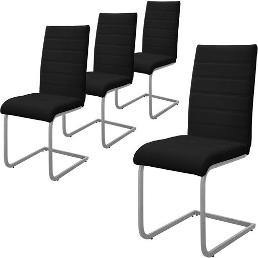 4er Set Esszimmerstühle ML-Design Freischwinger in Schwarz mit Kunstlederbezug und Metallgestell, B/T/H: 43 x 40 x 102 cm - Bild 1
