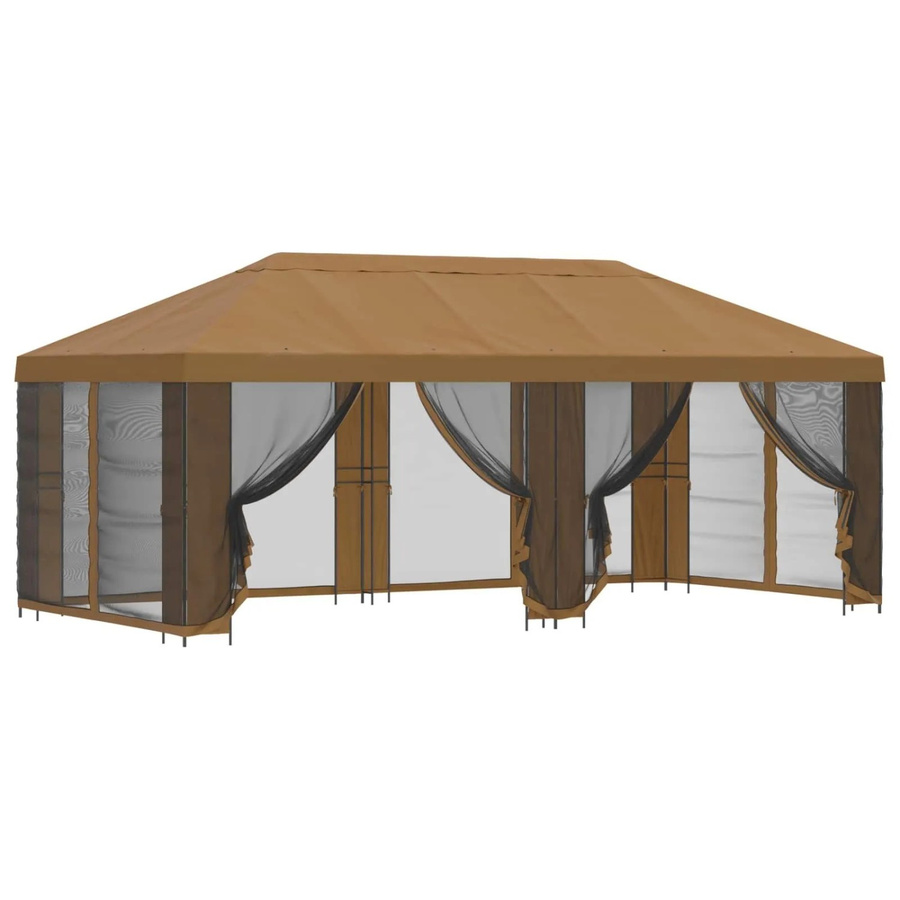 vidaXL Pavillon mit Seitenwänden und Netzwänden in Beige aus Polyester und Stahl, B x T: 6 x 3 m - Bild 2