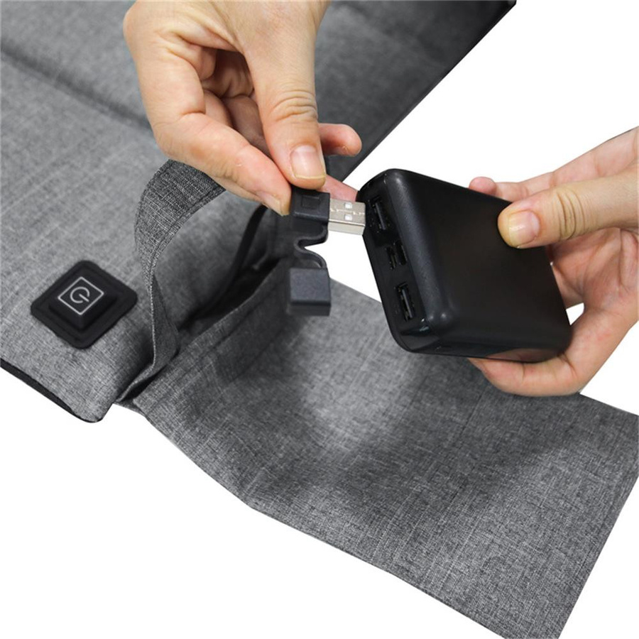 TOMTOP JMS USB wiederaufladbares beheiztes Sitzkissen für den Außenbereich, tragbare Klappstuhl-Sitzmatte in Grau mit 3 Heizstufen - Bild 4