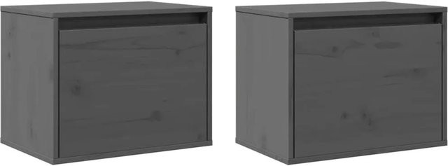vidaXL Wandschränke aus Massivholz Kiefer, 2er-Set, Grau, B/T/H: 45 x 30 x 35 cm - Bild 1
