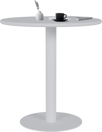 CLP Bistrotisch Jarla rund, weiß, Durchmesser: 70 cm, Höhe: 73 cm, mit MDF-Tischplatte und Metallgestell