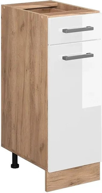 Vicco Küchenunterschrank R-Line Weiß Hochglanz und Goldkraft Eiche Breite: 30 cm ohne Arbeitsplatte - Bild 1