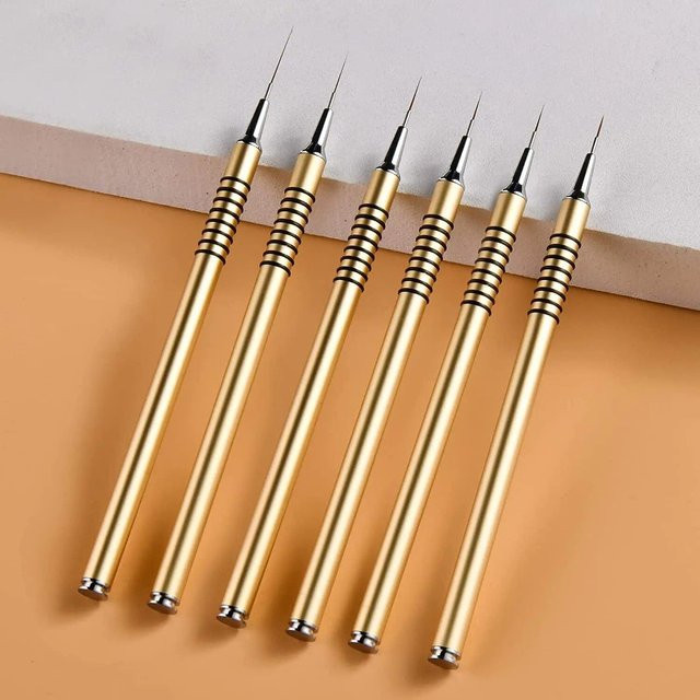 Happypilot Nail Art Liner Pinsel Set, Gold, 6 Teile - Bild 1