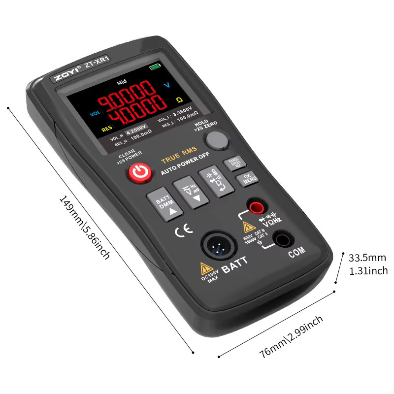 ZOYI ZT-XR1 Batterie-Innenwiderstandsmessgerät und Multimeter in Schwarz als hochpräziser Tester für Spannung, Widerstand, Kapazität und Dioden - Bild 5