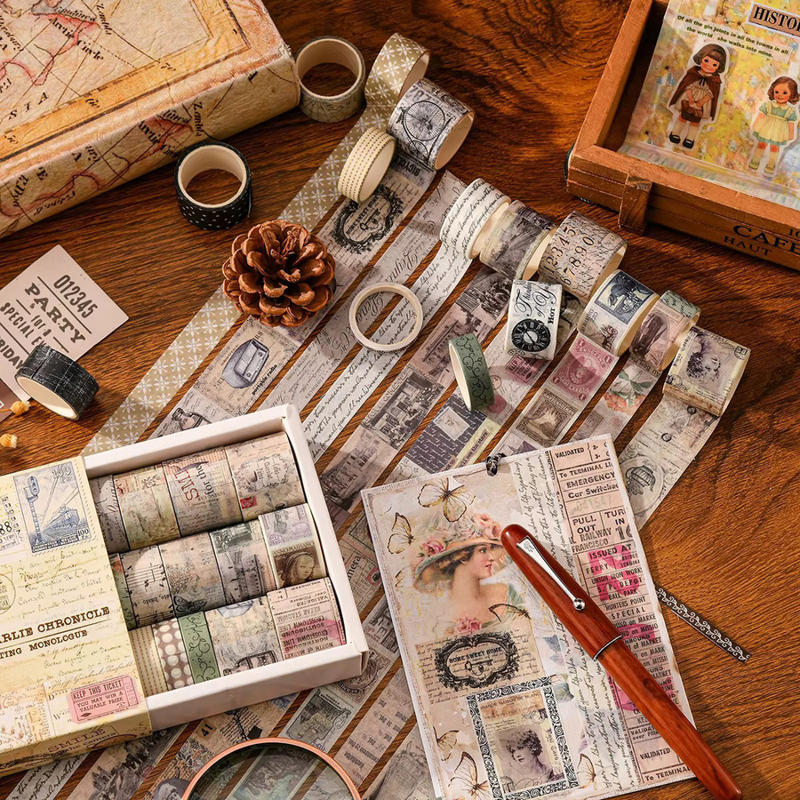 20 Rollen Retro Washi Tape Set in Multicolour für DIY-Handbücher und Geschenkverpackungen - Bild 4