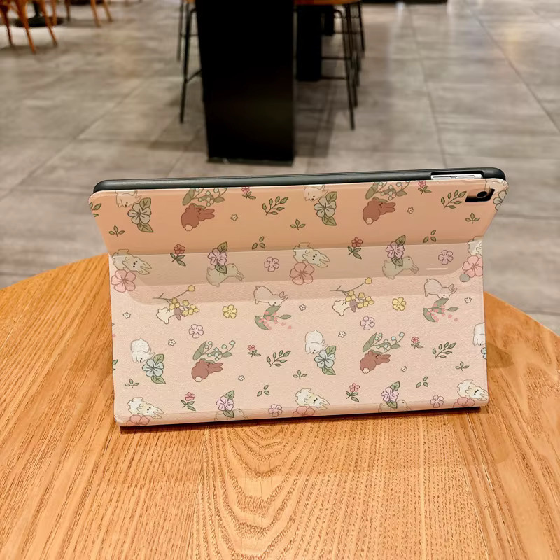 Rosa Hasenhülle mit Blumenmuster für Apple iPad Pro 10/11 Zoll und iPad Air 3/4/5 Generation - Bild 4