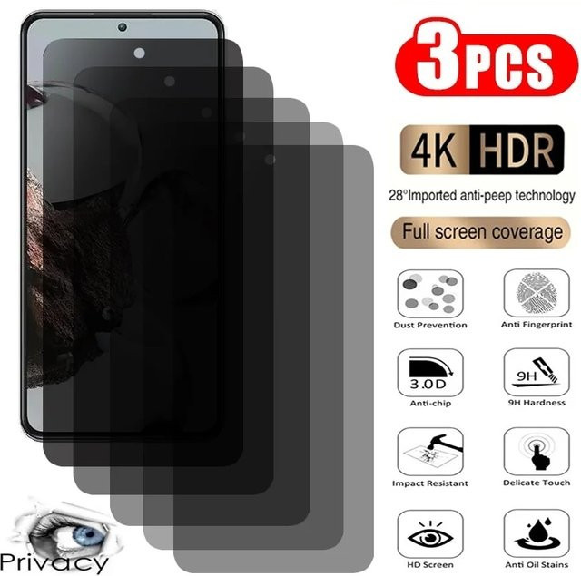 3er-Set Privatsphäre-Schutzfolie aus gehärtetem Glas für Huawei Y8P, Y7 Plus, Mate 20 Pro, Honor 10 Lite, Nova 5T und Y60x6a, transparent - Bild 1