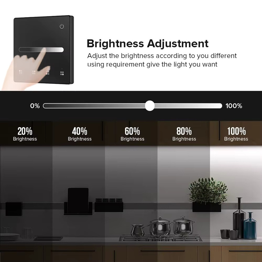 CENFAYA RF Einfarbiges LED-Controller-KIT TL1 mit Touch Panel und Fernbedienung, Dimmer für DC12V 24V, Schwarz - Bild 3