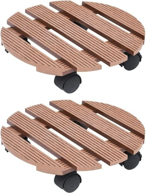 vidaXL Pflanzenroller aus WPC in Braun, 2 Stück, Durchmesser: 30 cm, Höhe: 7,5 cm - Bild 1