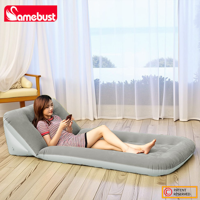 CAMEBUST Aufblasbare Luftmatratze als verstellbares Sofa-Bett für Innen und Außen, Braun/Grau, B x L: 90 x 190 cm - Bild 1