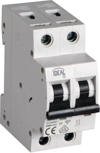 Kanlux Leitungsschutzschalter KMB6-C2/2 MCB mit C-Charakteristik in Weiß - Bild 1