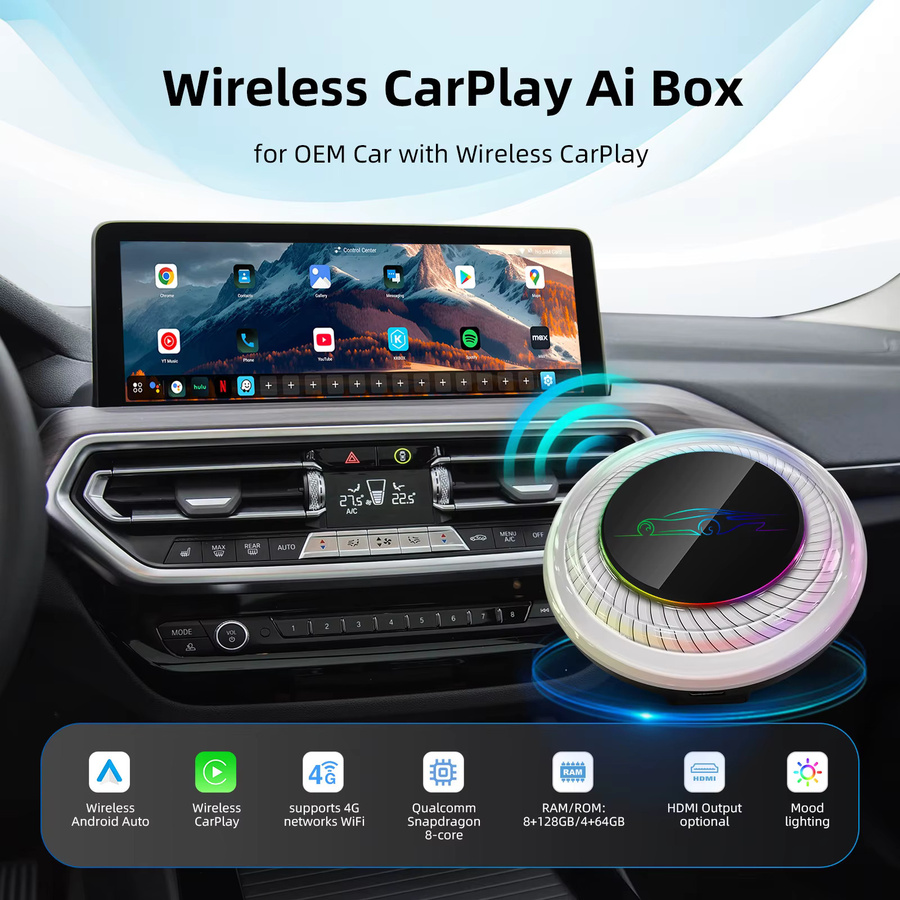 Ezonetronics Carplay AI Box für BMW mit Android 13, 8GB RAM, 128GB Speicher, Dual-WLAN, 4G-SIM-Karte und HDMI-Ausgang - Bild 2
