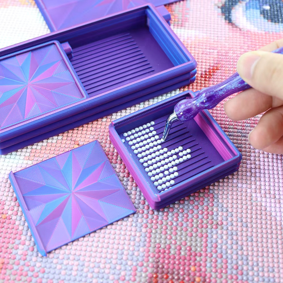3-in-1 Diamantkunst-Aufbewahrungsbox mit Deckel in Pink aus Kunststoff für DIY-Bastelwerkzeuge - Bild 4