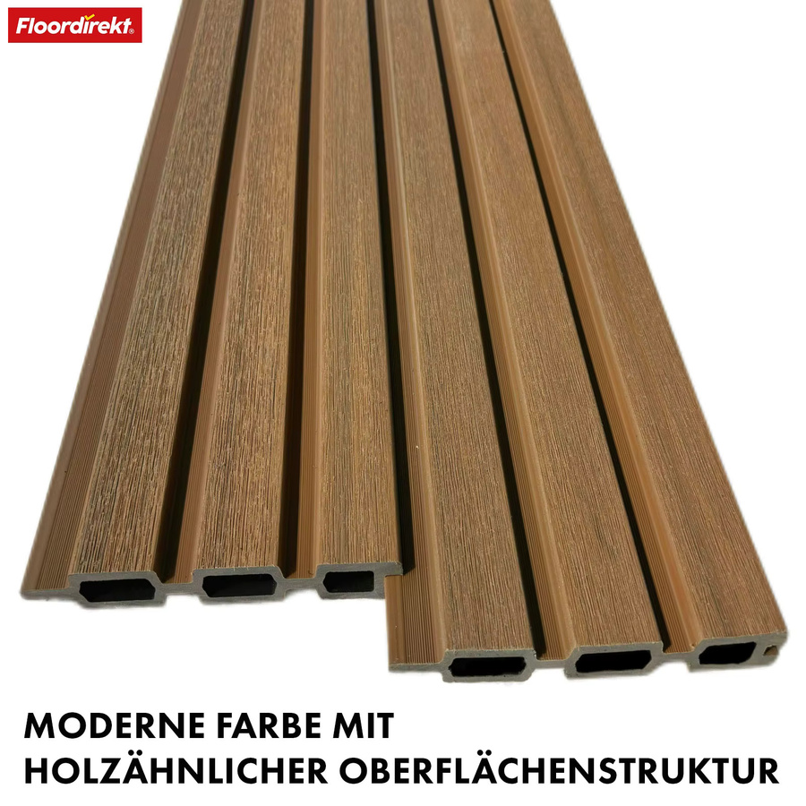 Floordirekt WPC Sichtschutzzaun Kronos mit Aluminium-Pfosten, Farbe Teak, H x B: 180 x 180 cm - Bild 5