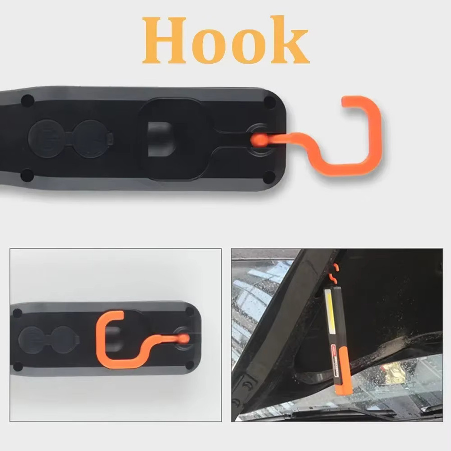 JONCELY LED-Taschenlampe mit COB-Seitenarbeitsleuchte, wiederaufladbar via USB, Schwarz mit Magnet und Aufhängehaken als Notlicht für Garten und Arbeit - Bild 3