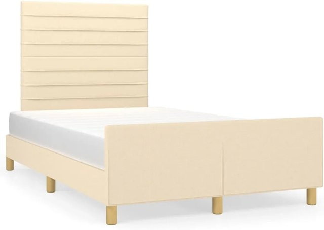 vidaXL Bettgestell mit Kopfteil in Beige aus Stoff und Holz B/T/H: 120 x 200 x 126 cm - Bild 1
