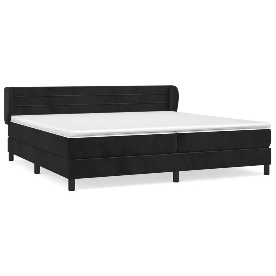 vidaXL Boxspringbett Hybrid mit Matratze und Taschenfederkern, Schwarz, Samt, B/T: 200 x 200 cm - Bild 2