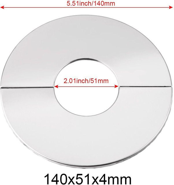 Wuhiyong Wandabdeckung für Wasserhahn aus Edelstahl in Chrom Silber, B: 14,0 cm, H: 5,1 cm, T: 1,4 cm - Bild 1