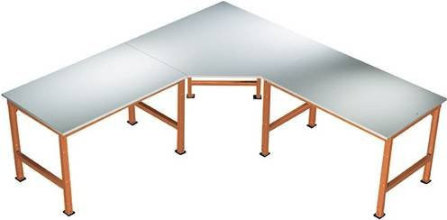 Manuflex AU0032.2001 Universal Fünfeck-Verkettungselement mit Linoleum-Platte in Rotorange (RAL 2001) für Tischtiefe 60 cm - Bild 1
