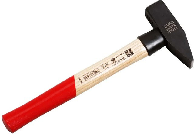 LUX-TOOLS Schlosserhammer Comfort mit geschmiedetem Stahlkopf und Holzgriff in Rot, 1000 g - Bild 1