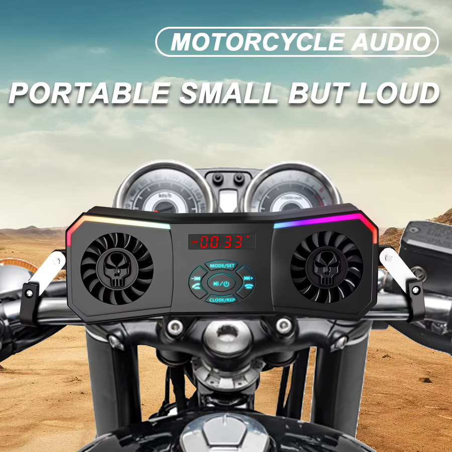 Purevox Motorrad-Lautsprecher kabelloses Stereo-Audiosystem in Schwarz mit MP3-Player, AUX, USB und FM-Radio für 12 V inklusive Lenkerhalterung - Bild 6