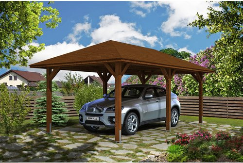 Skan Holz Carport Taunus farbbehandelt Weiß B/T: 374 x 656 cm, Höhe: 314 cm - Bild 2