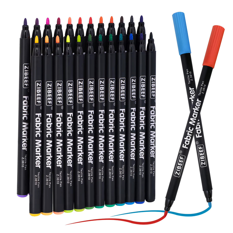 Set mit 12 Textilmarkern in verschiedenen Farben, wasserfeste und farbechte Permanentstifte für DIY-Kleidung, Kunst, Graffiti und Zeichnungen - Bild 2