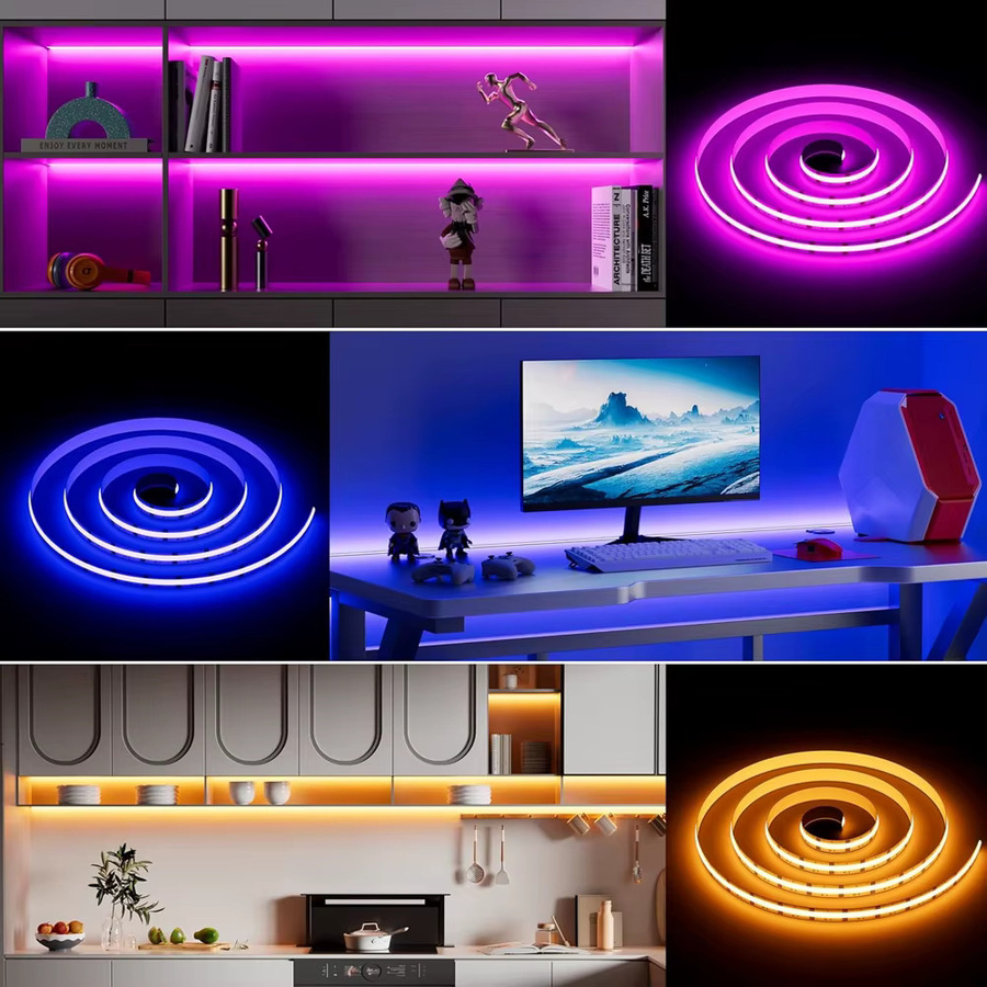 CENFAYA Tuya Zigbee COB RGB LED-Streifen 12V, dimmbar, Multicolor, kompatibel mit Alexa, Google Assistant und SmartThings - Bild 4