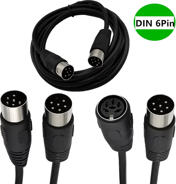 BSN 6-Pin DIN Audio- und Videokabel Stecker-Stecker/Stecker-Buchse in Schwarz - Bild 1
