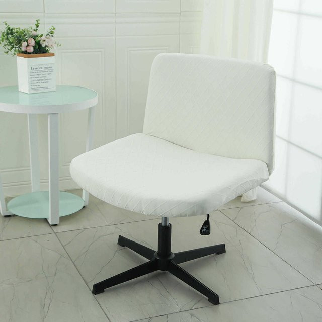 Yiran Furniture Bürositzbezug Kissen in Weiß, elastischer und verdickter Hockerbezug mit Karomuster für Computerstühle und Hocker, Durchmesser: 38 cm - Bild 1