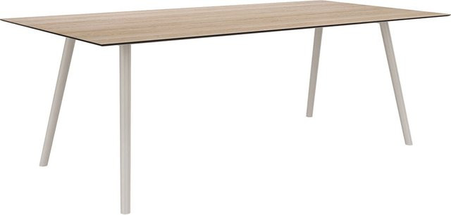 Stern Tisch Interno mit konischem Rundrohr aus Aluminium in Greige und Silverstar 2.0 Oak light Tischplatte B/T: 220 x 100 cm - Bild 1