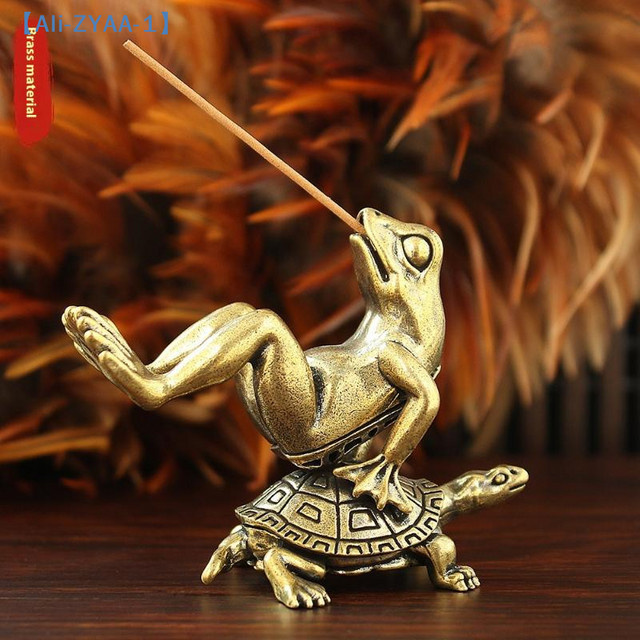 JETTING Retro Frosch Ornament aus Metall in Bronze und Gold als Räucherstäbchenhalter für deine Heimdekoration - Bild 1