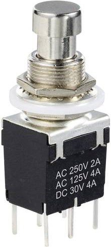 TRU COMPONENTS Druckschalter DPDT mit geradem Stift in Schwarz, TC-12193708, max. 4A Schaltstrom - Bild 1